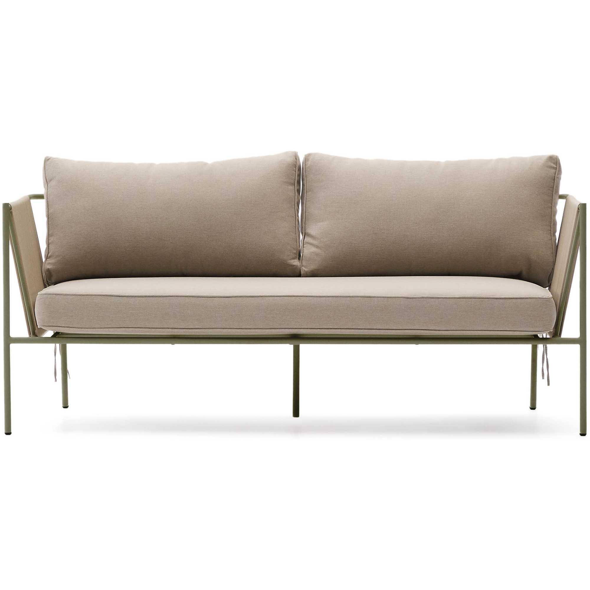Gartensofa 2-Sitzer-Outdoor Zivia Seil ecru verzinkter Stahl grün 177.5