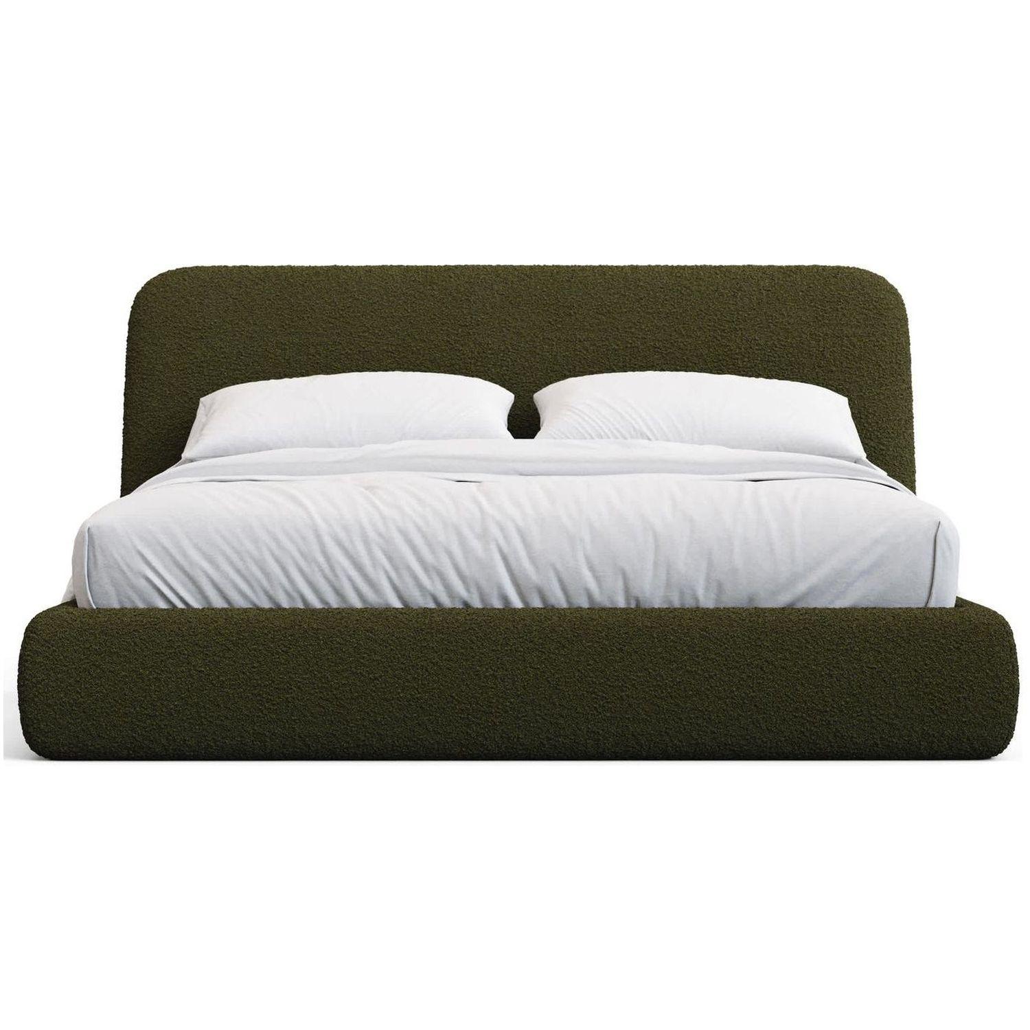 Abziehbares Bett Martina mit dunkelgrünem Lammfellimitat Bouclé - Grösse: 180x200