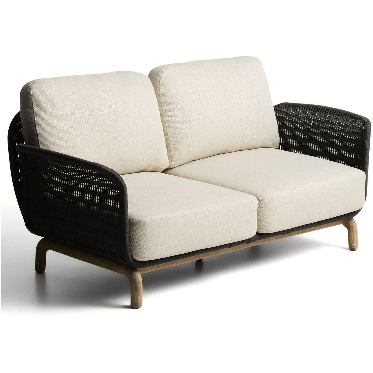 Gartensofa 2-Sitzer Alipa Akazienholz massiv Seil dunkelgrau 165