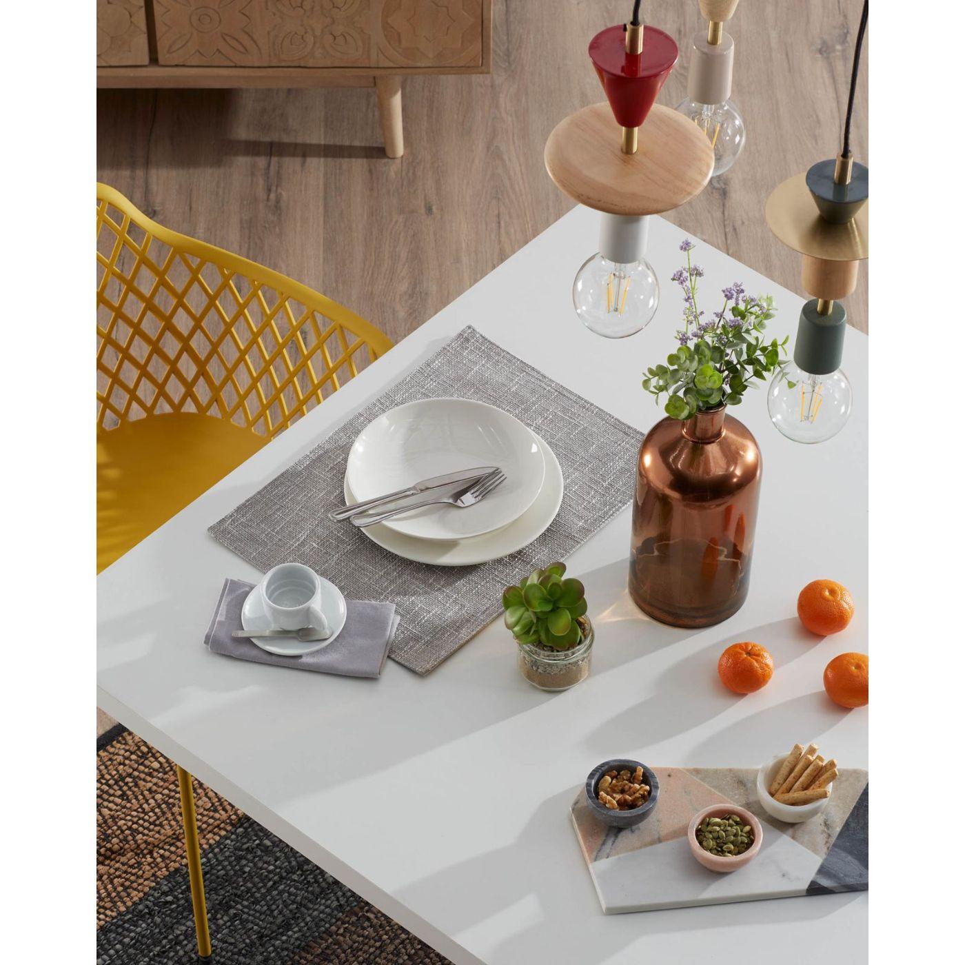 Argo Tisch 180 x 100 cm mit Melamin weiß und Stahlbeinen mit Holzeffekt