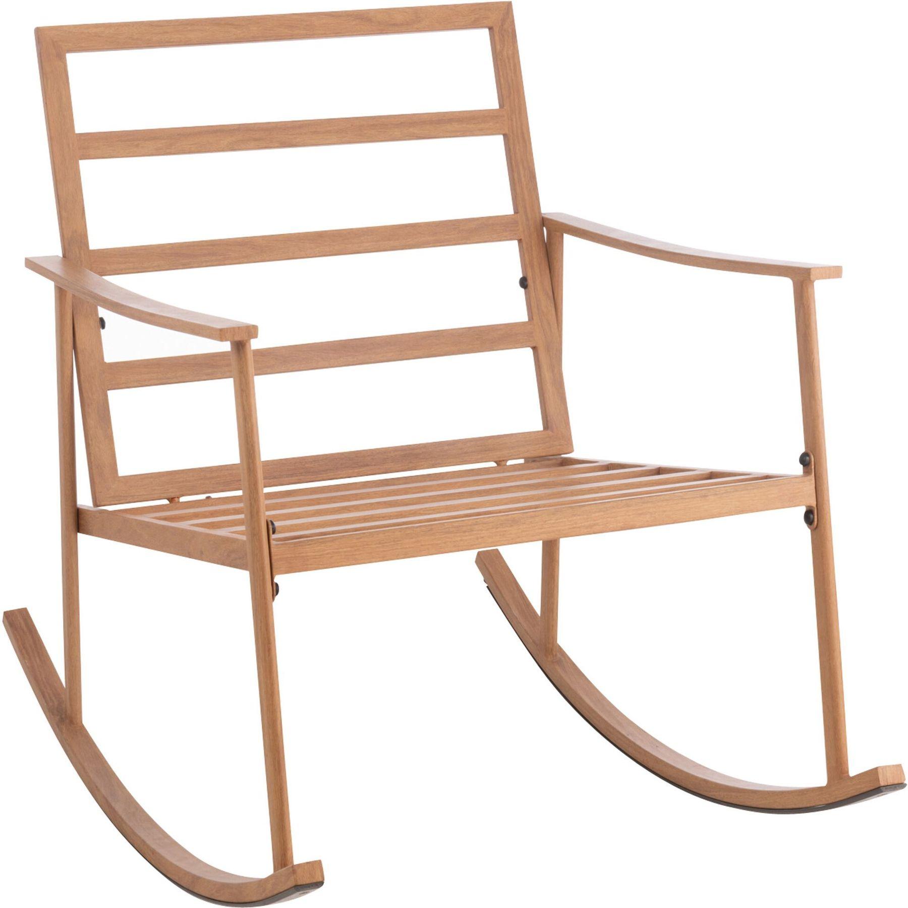 Garten Schaukelstuhl Metall beige Kissen weiss