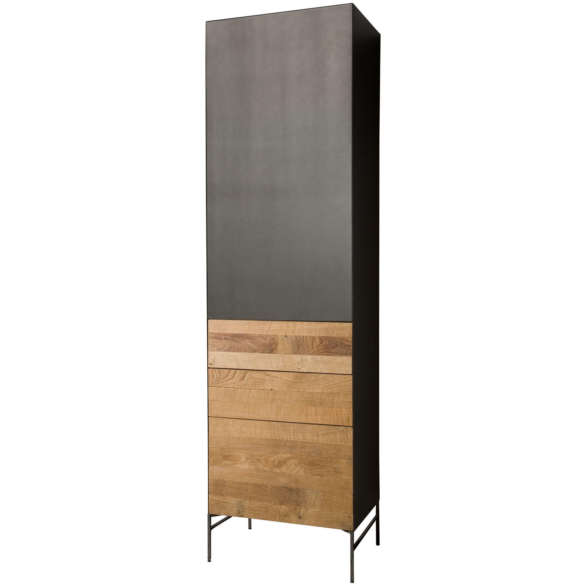 Massivholzschrank Bern 55x202 Teakholz rechts