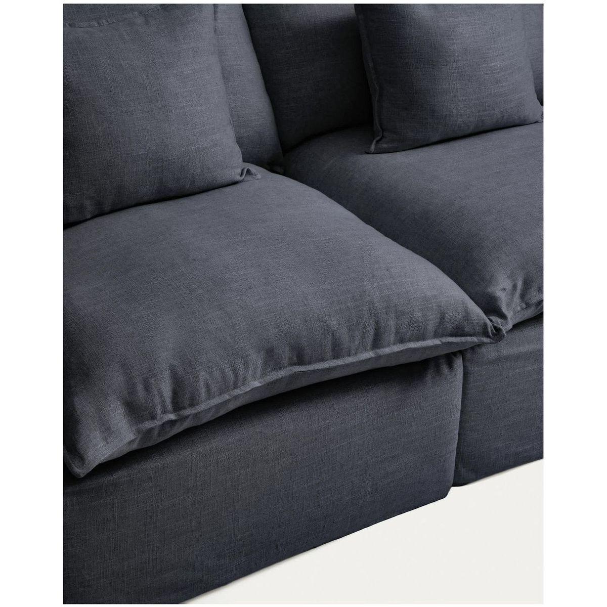 2-Sitzer-Modularsofa Anarela mit abnehmbarem Bezug aus Leinen und Viskose in Dunkelgrau 1