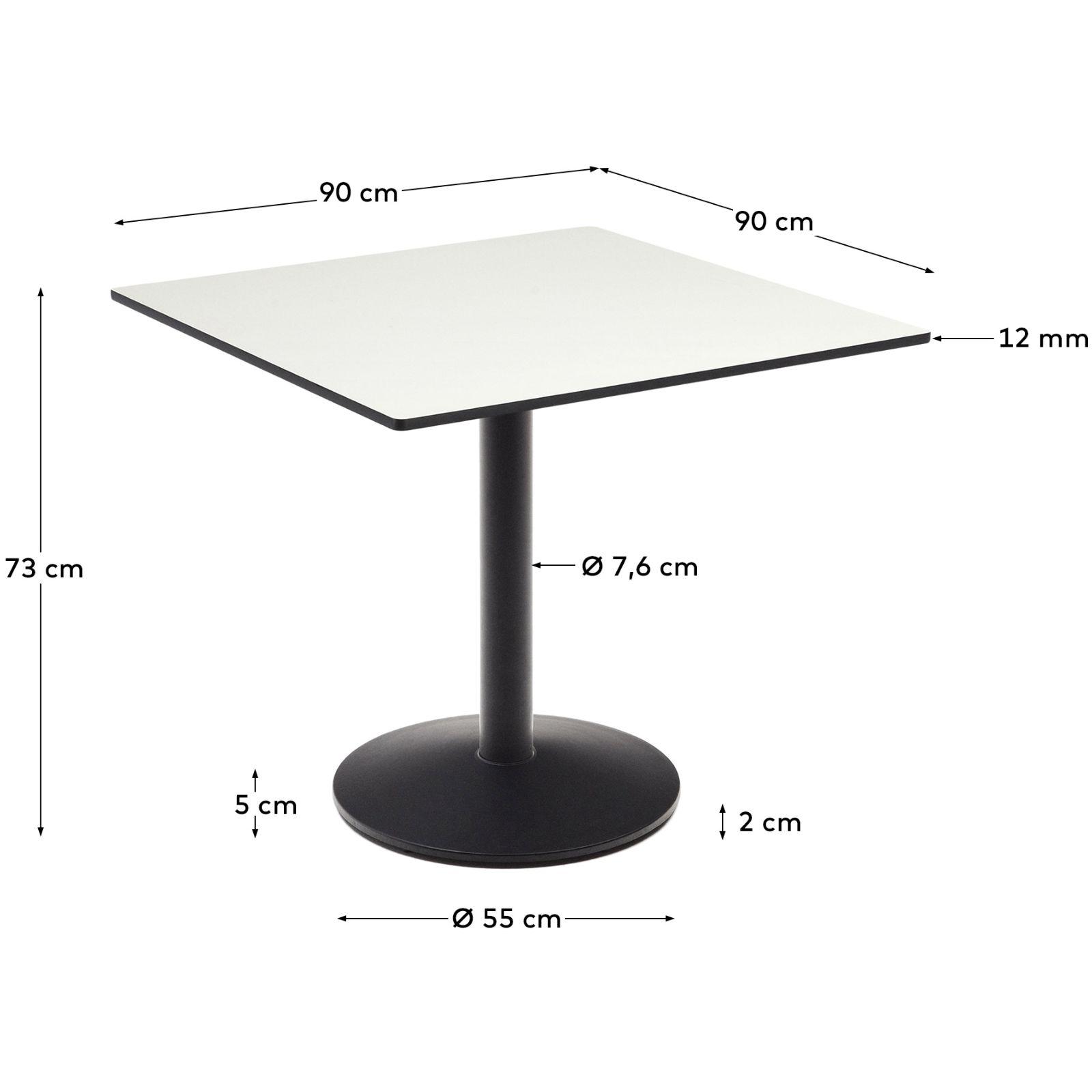 Gartentisch quadratisch Outdoor Esilda HPL-Platte weiss Gestell Metall schwarz 90x90