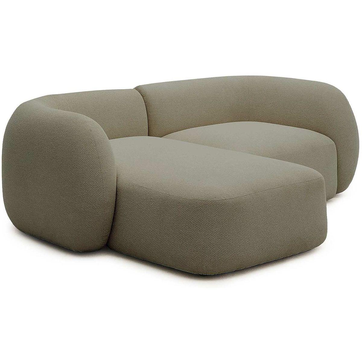 2-Sitzer-Modularsofa Martina mit Chenille und Chaiselongue links in Grün 230 cm