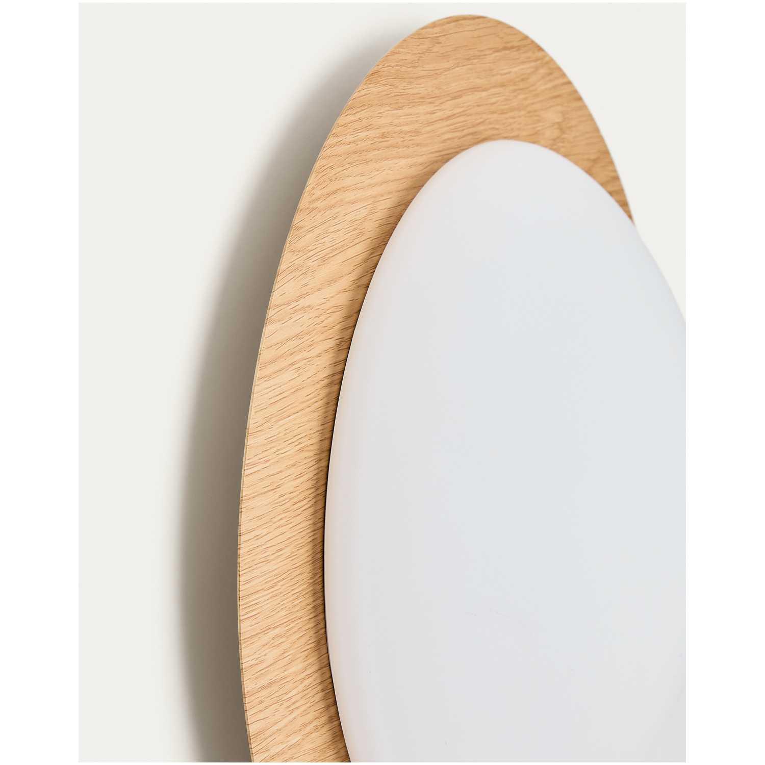 Deckenleuchte Novae Metall gebürstet Holzoptik hell Glas matt 40x40 (mit LED-Beleuchtung)