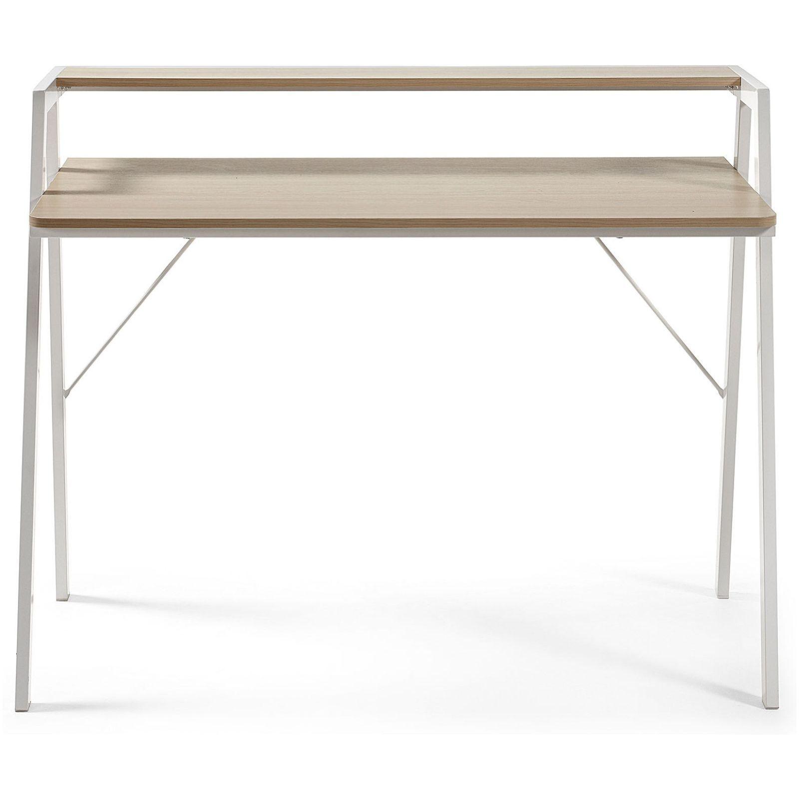 Schreibtisch Aarhus Melamin natur Gestell Stahl weiss 115x60
