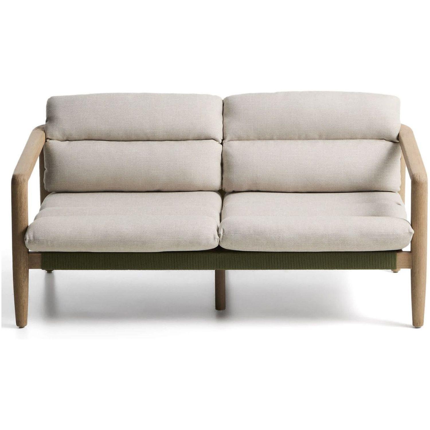 Gartensofa 3-Sitzer Menfi aus massivem Akazienholz und grünem Seil 136