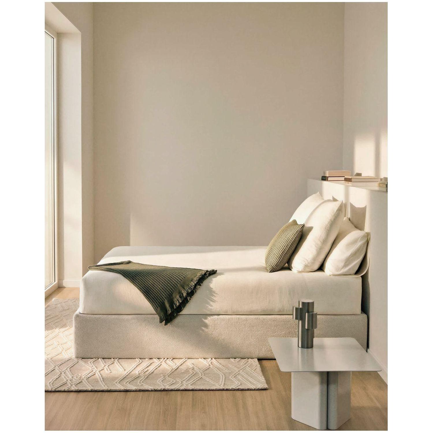 Abziehbares aufklappbares Bett mit Stauraum Nelzi Stoff ecru - Grösse: 160x200