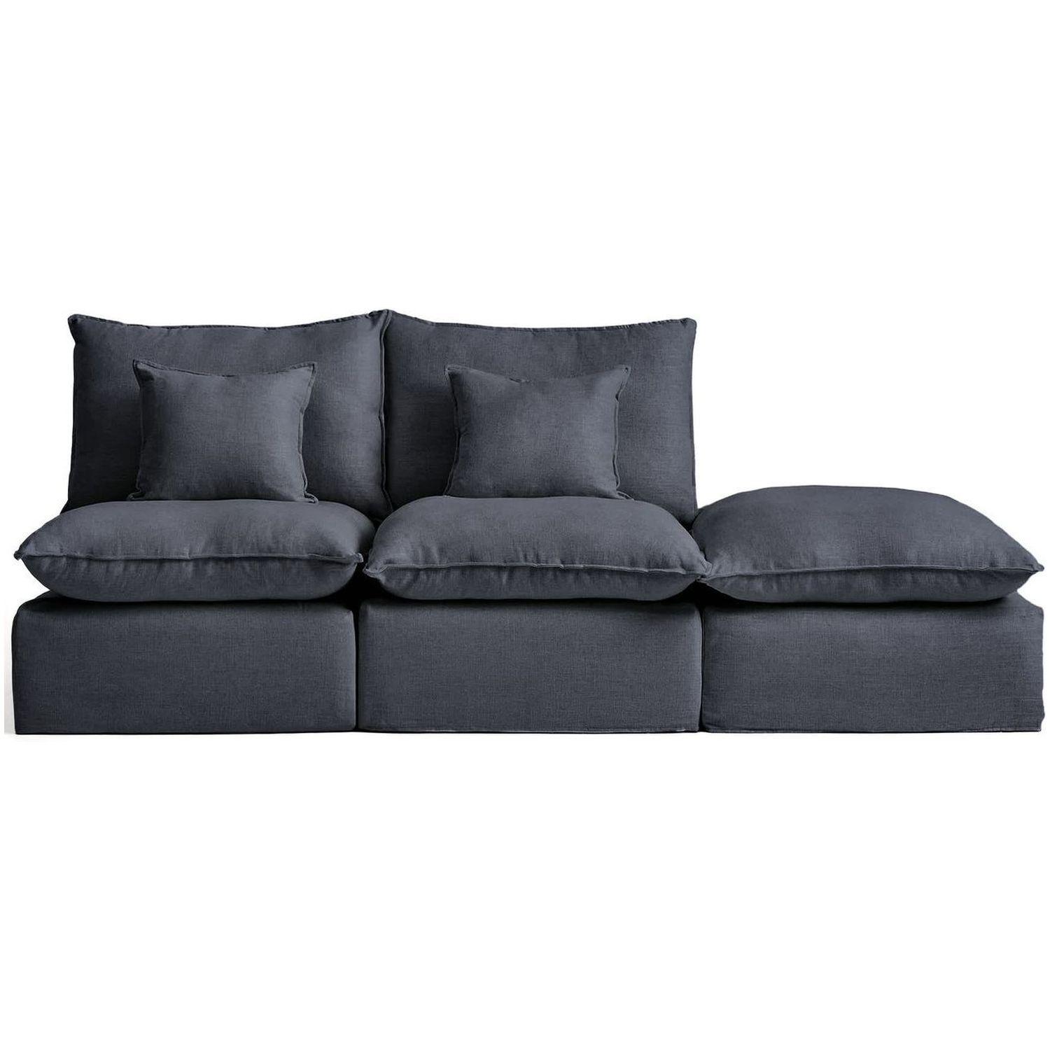 2-Sitzer-Modularsofa Anarela mit abnehmbarem Bezug und Randmodul aus Leinen und Viskose in