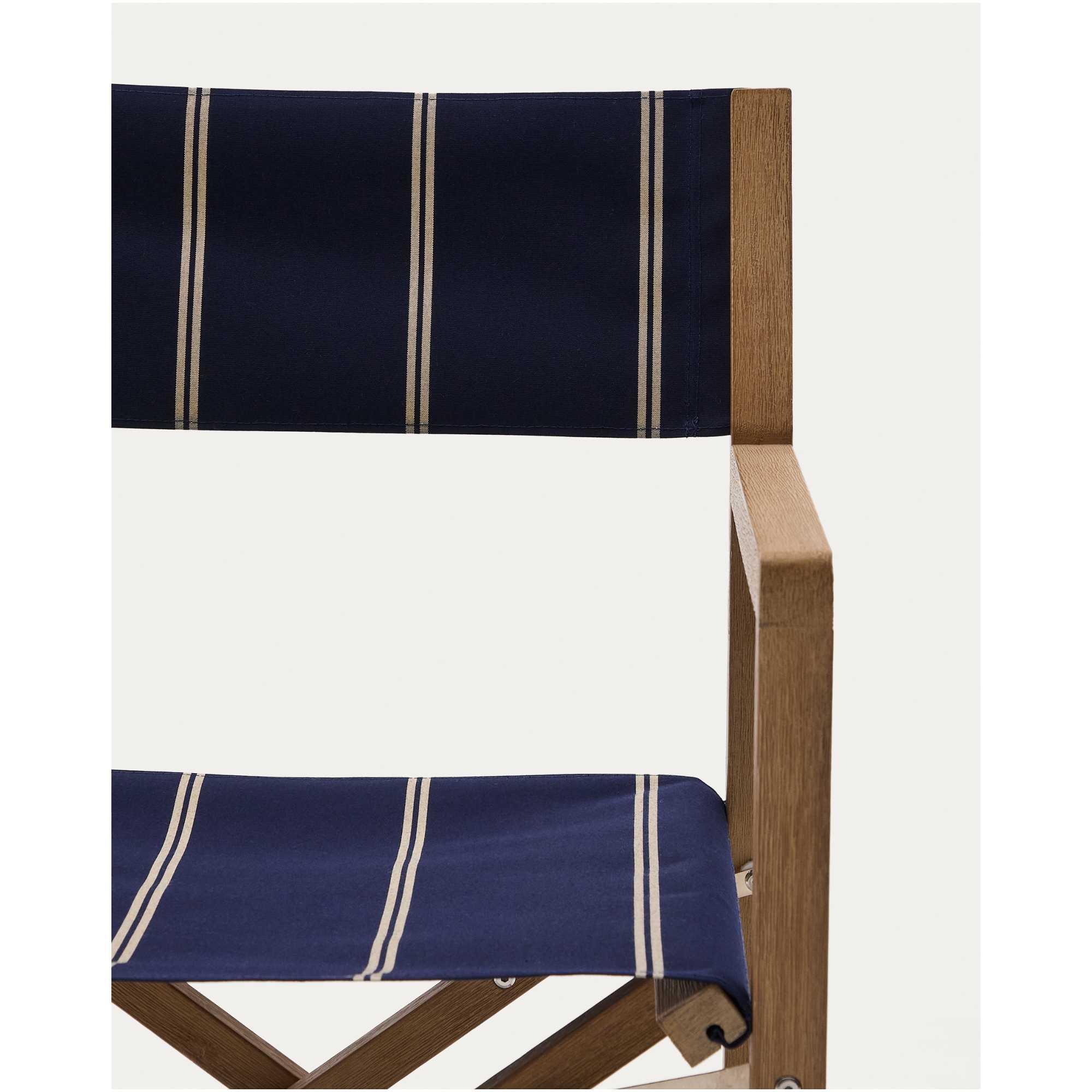 Blau-beige gestreifter Outdoor-Klappstuhl Vilara aus massivem Akazienholz, FSC 100%