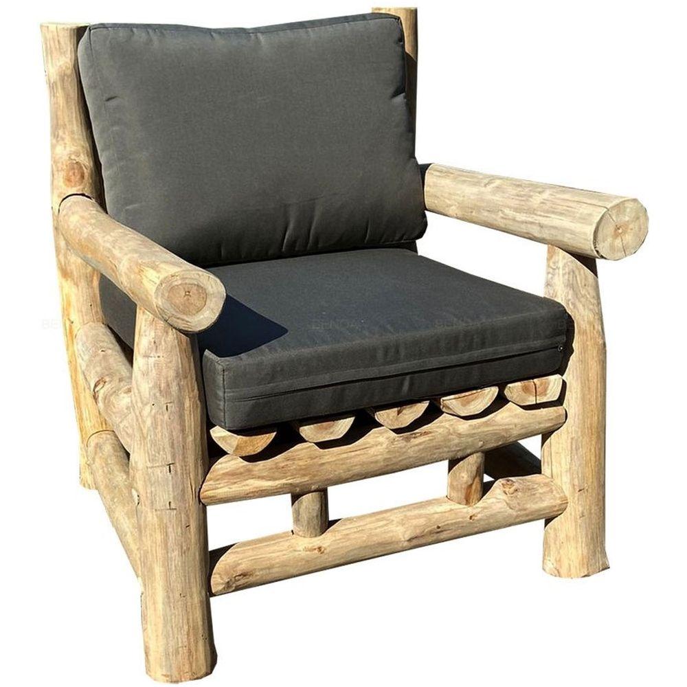 Garten Sitzgruppe Massivholz Teak natur Woody Baumstamm (4-teilig)