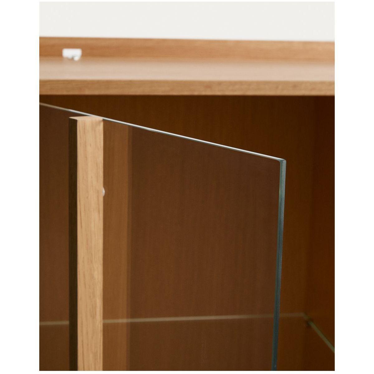 Vitrine Onix aus massivem Eichenholz und Eichenfurnier mit Naturton-Finish 100x170 FSC Mix Credit