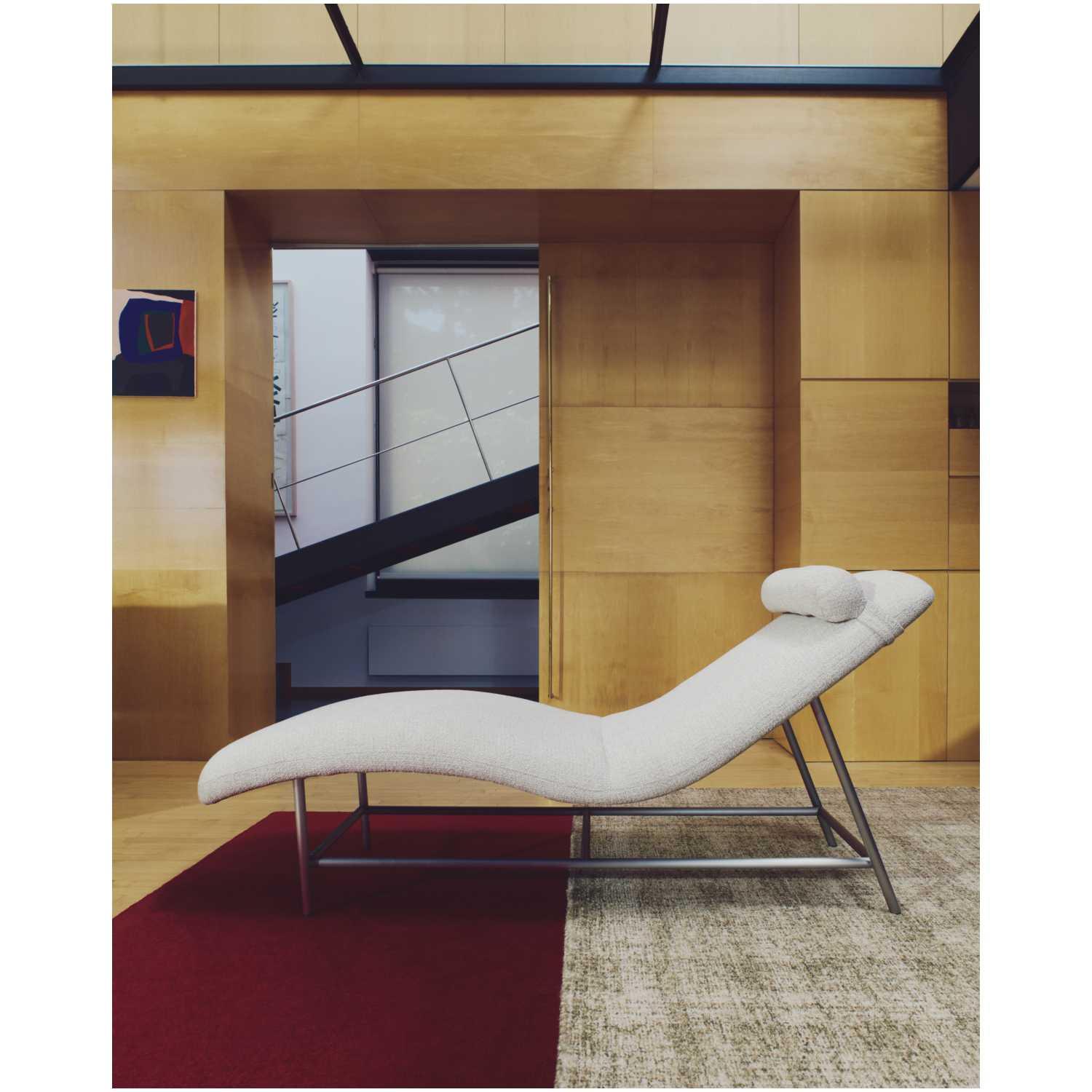Liege Divan Osla mit beiger Chenille und Beinen aus gebürstetem Edelstahl 175 cm