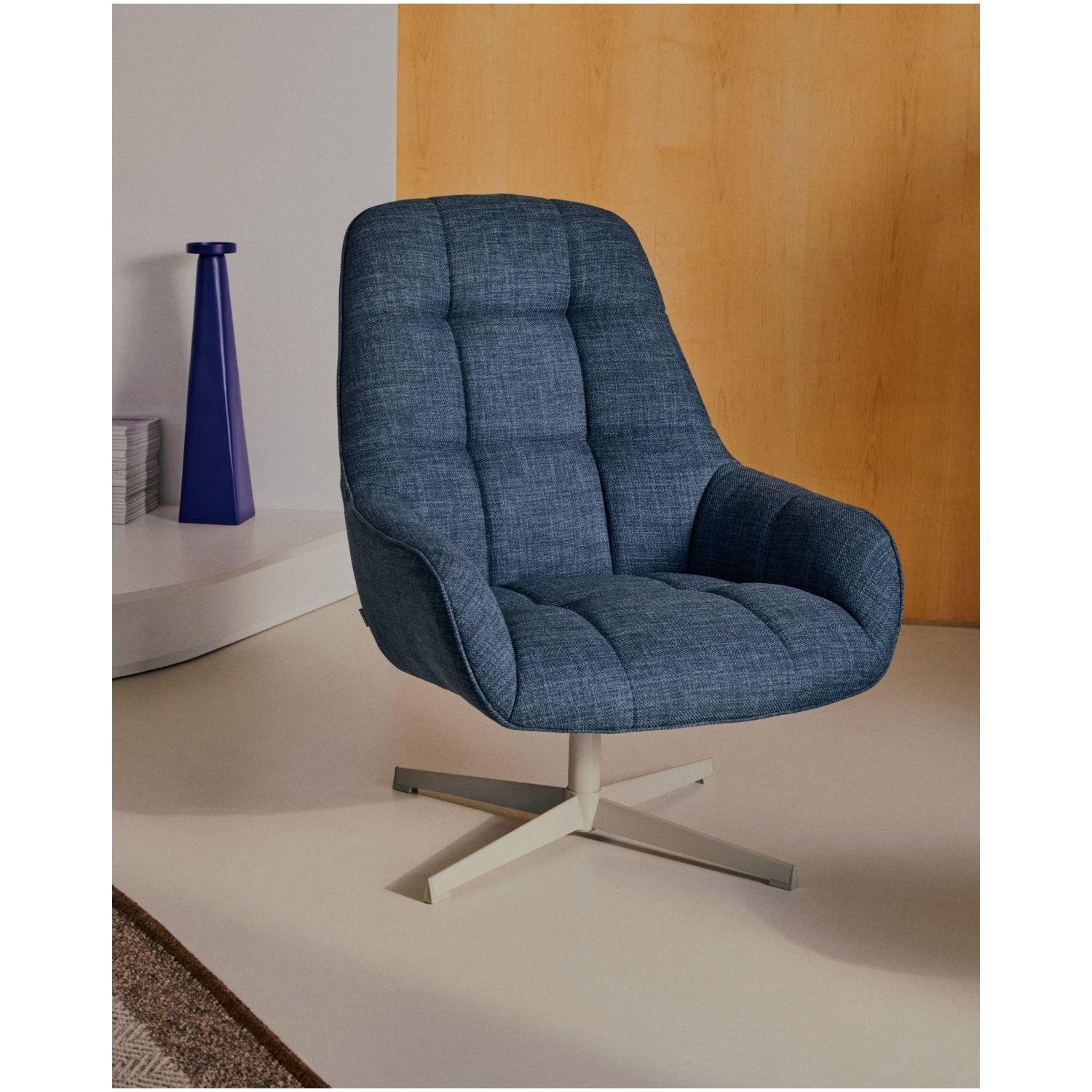 Drehsessel Jaspe blau und Metall mit grauer Oberfläche FSC 100% (drehbar)