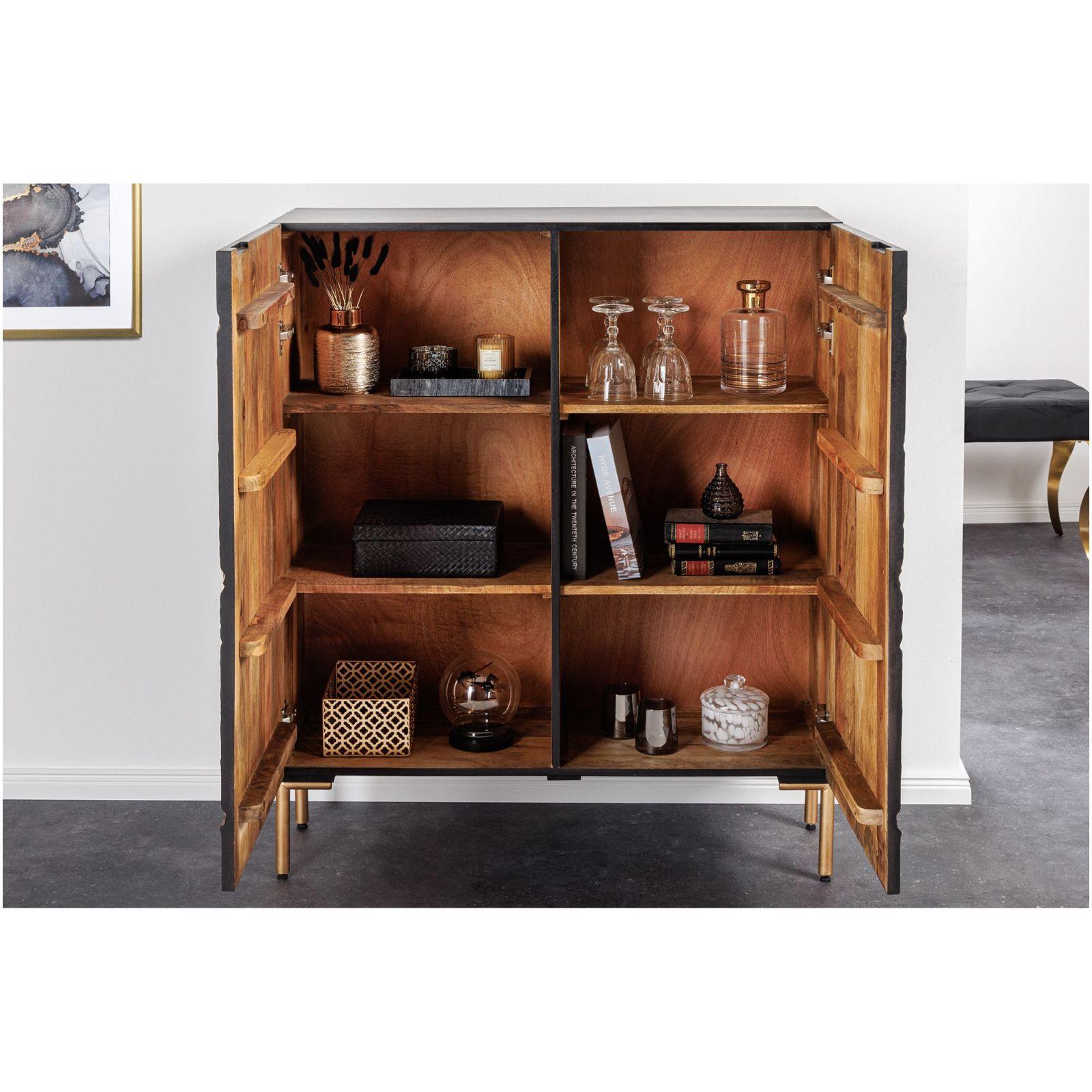 Highboard Hochkommode Sun Explore Mangoholz schwarz gold 100x120