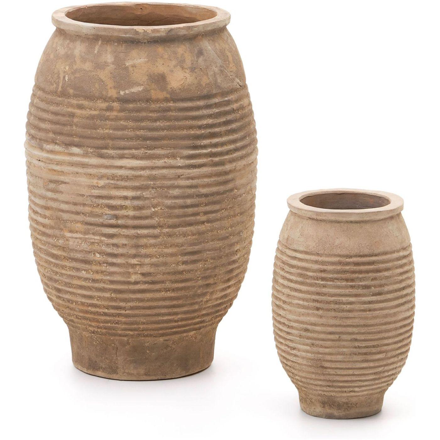 Blumentopf Llonga Terrakotta mit natur (2er-Set)