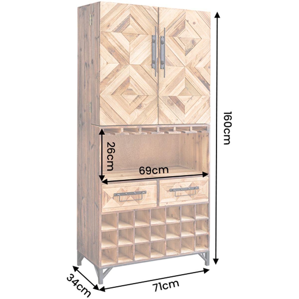 Barschrank Bologna Kiefernholz natur 71x160