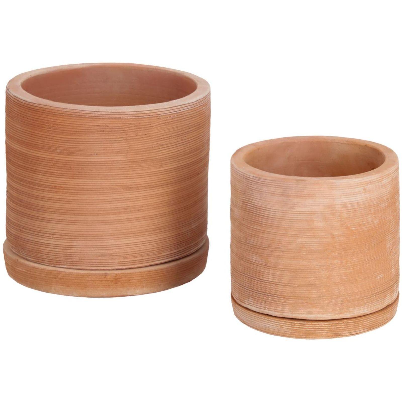 Blumentopf Karlina Terrakotta mit Teller (2er-Set)