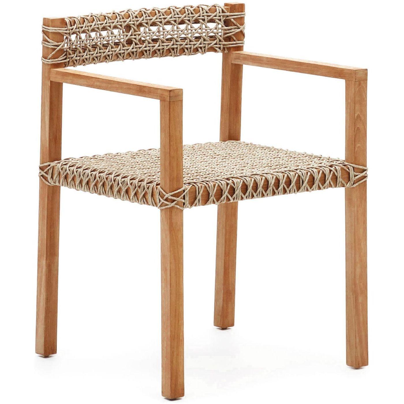 Gartenstuhl mit Armlehne Giverola massives Teakholz Rattan