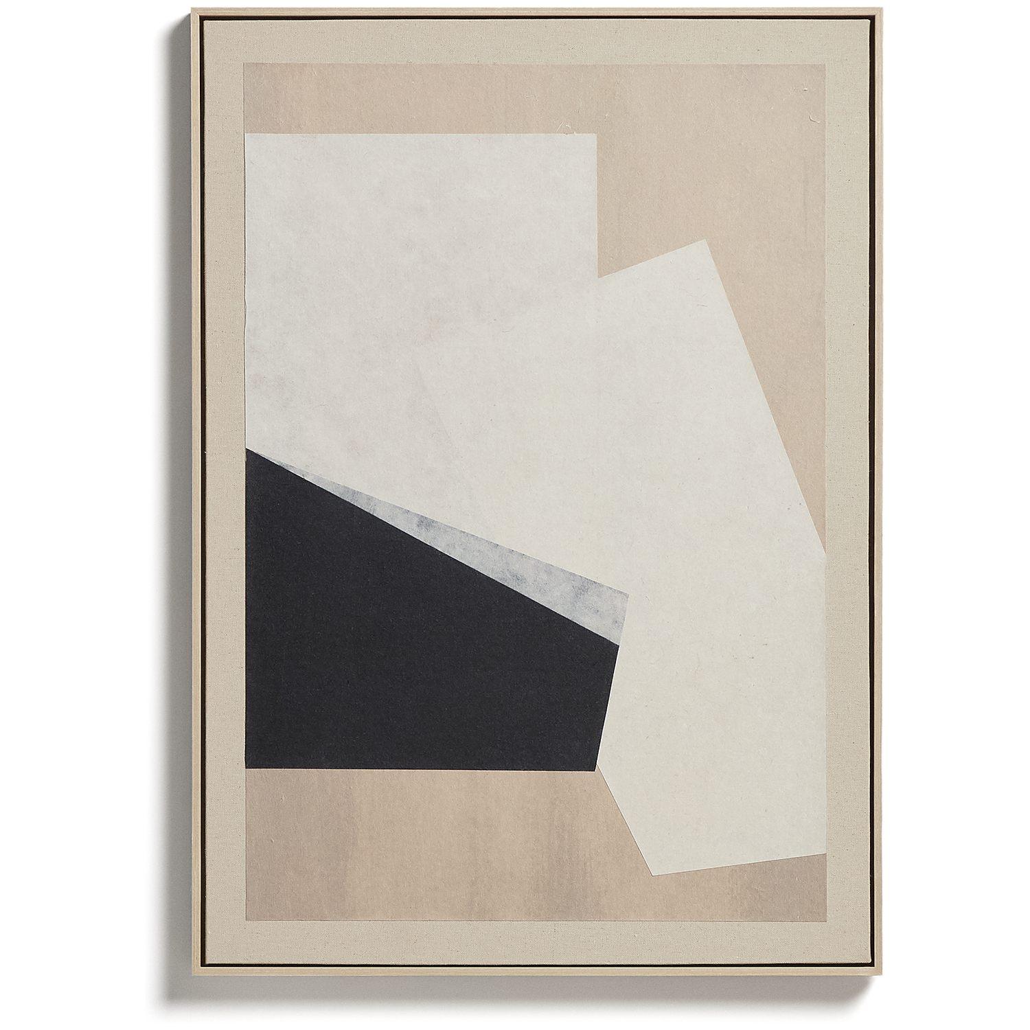 Abstraktes Bild Varo aus Papier und Leinen in Beigetönen 50 x 70 cm