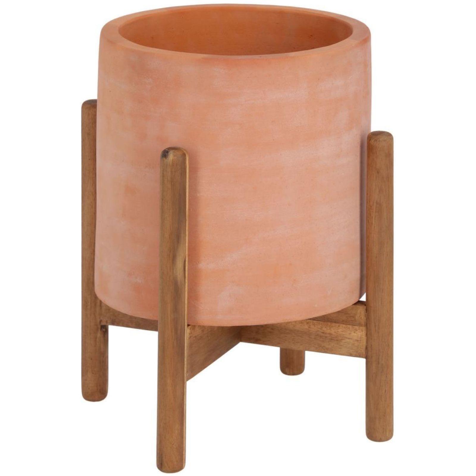 Blumentopf Dalva Terrakotta und Holzgestell