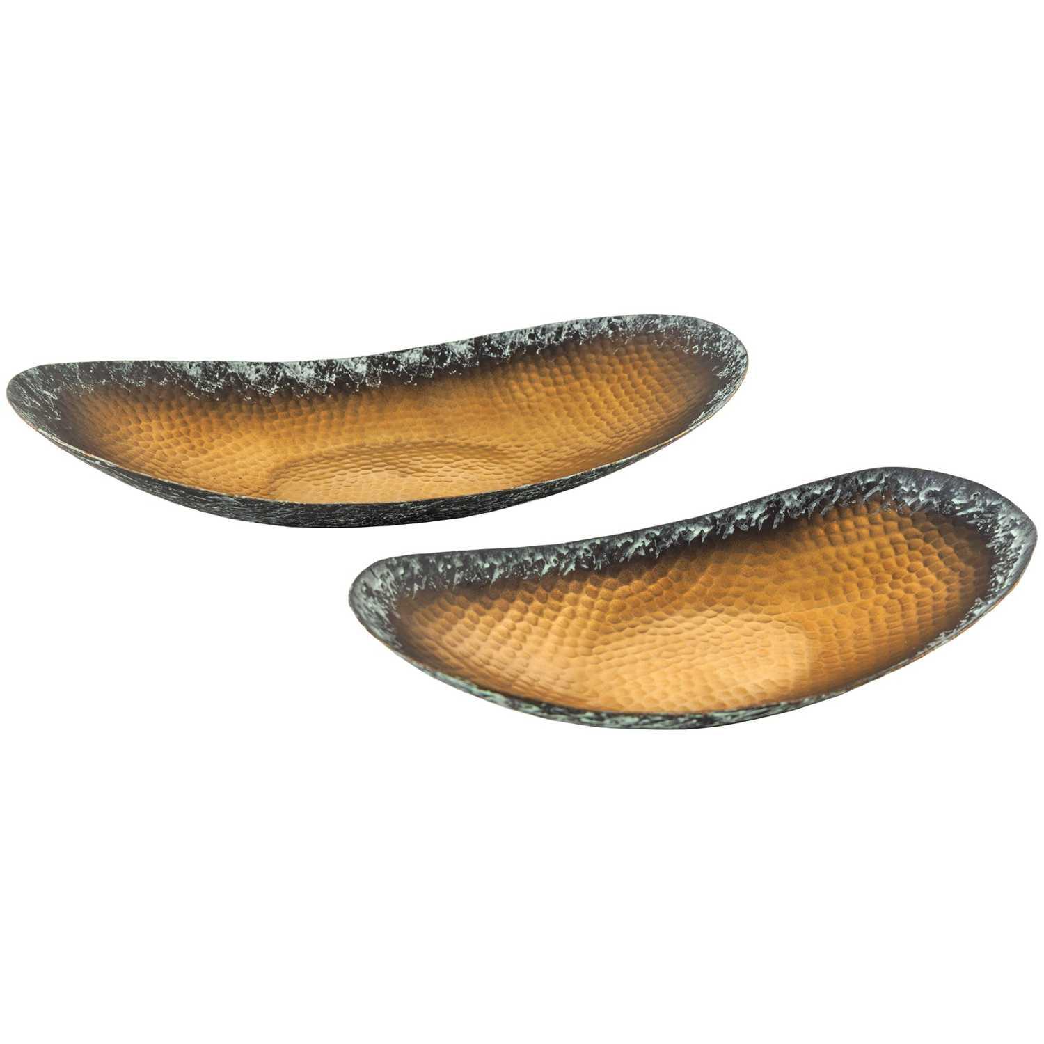 Deko Schale Bazzar Low Hammerschlag Patina Metall gold (2er-Set)