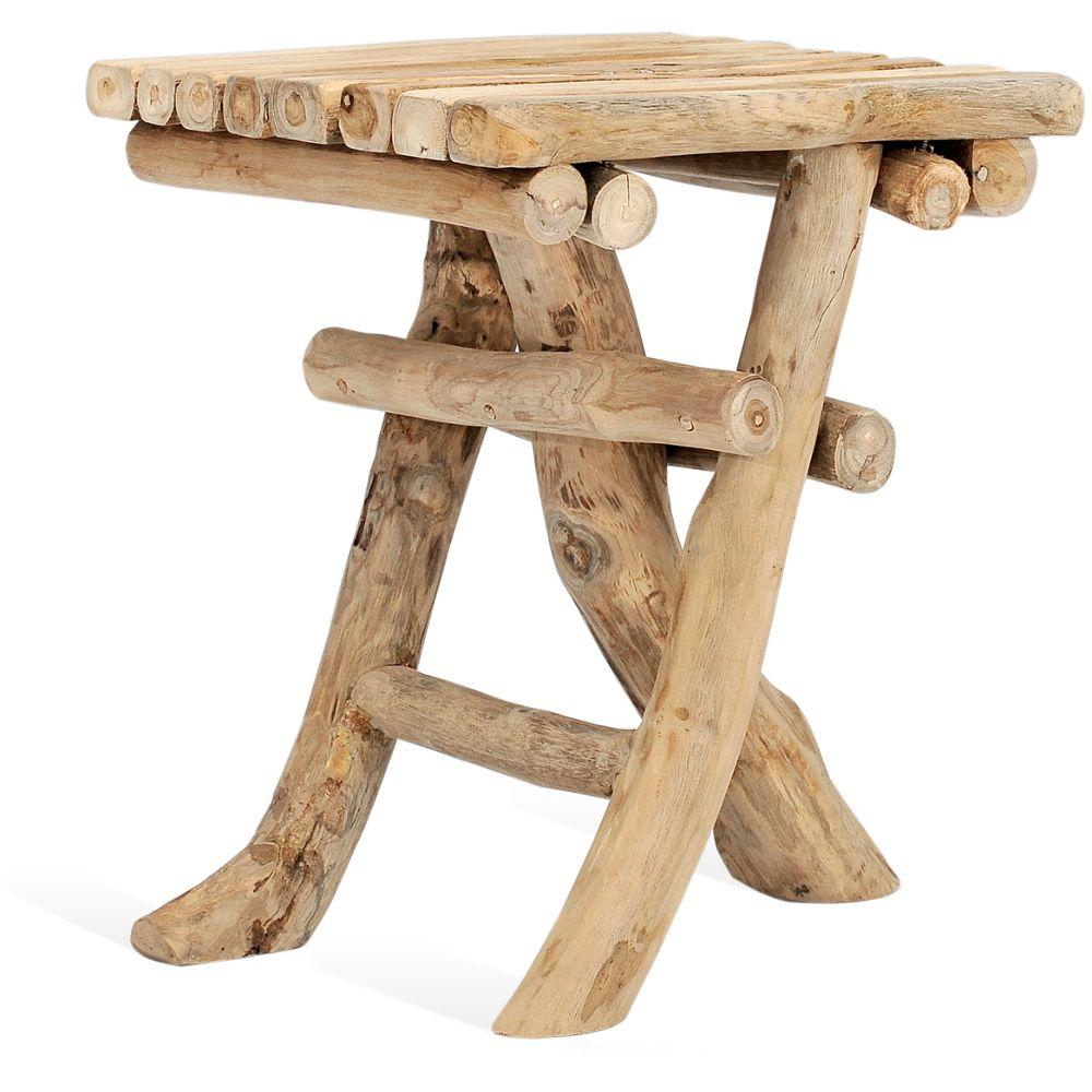 Gartenhocker Massivholz Teak natur Woody Baumstamm