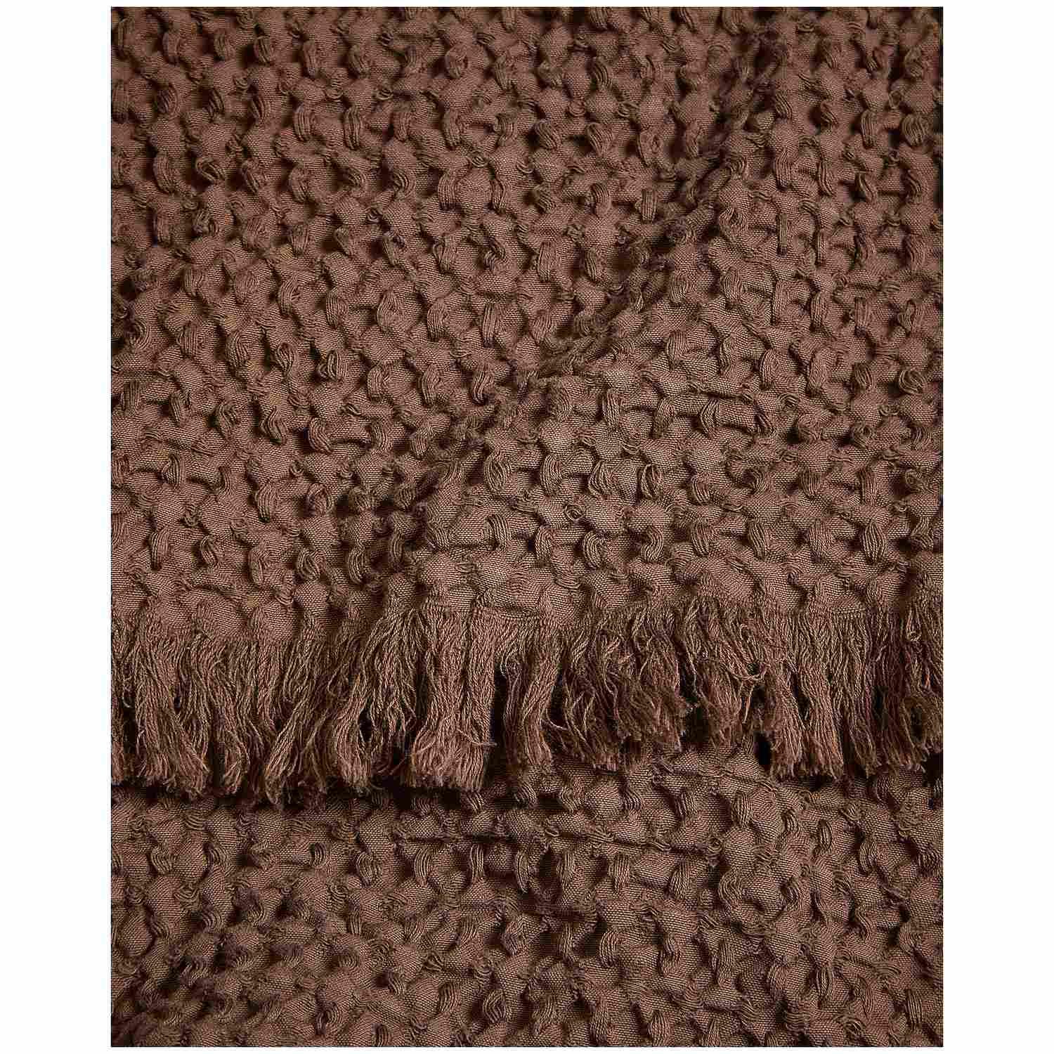 Decke Nulina aus 100% Baumwoll-Waffelpiqué in Braun 130x170