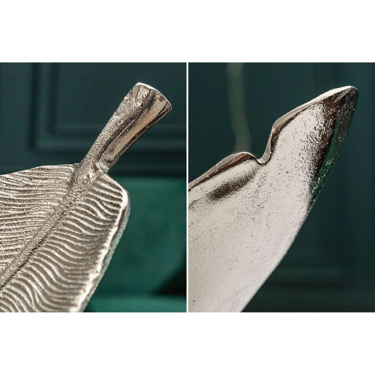 Deko Schale Leaf Blatt Design Metall silber 62x20