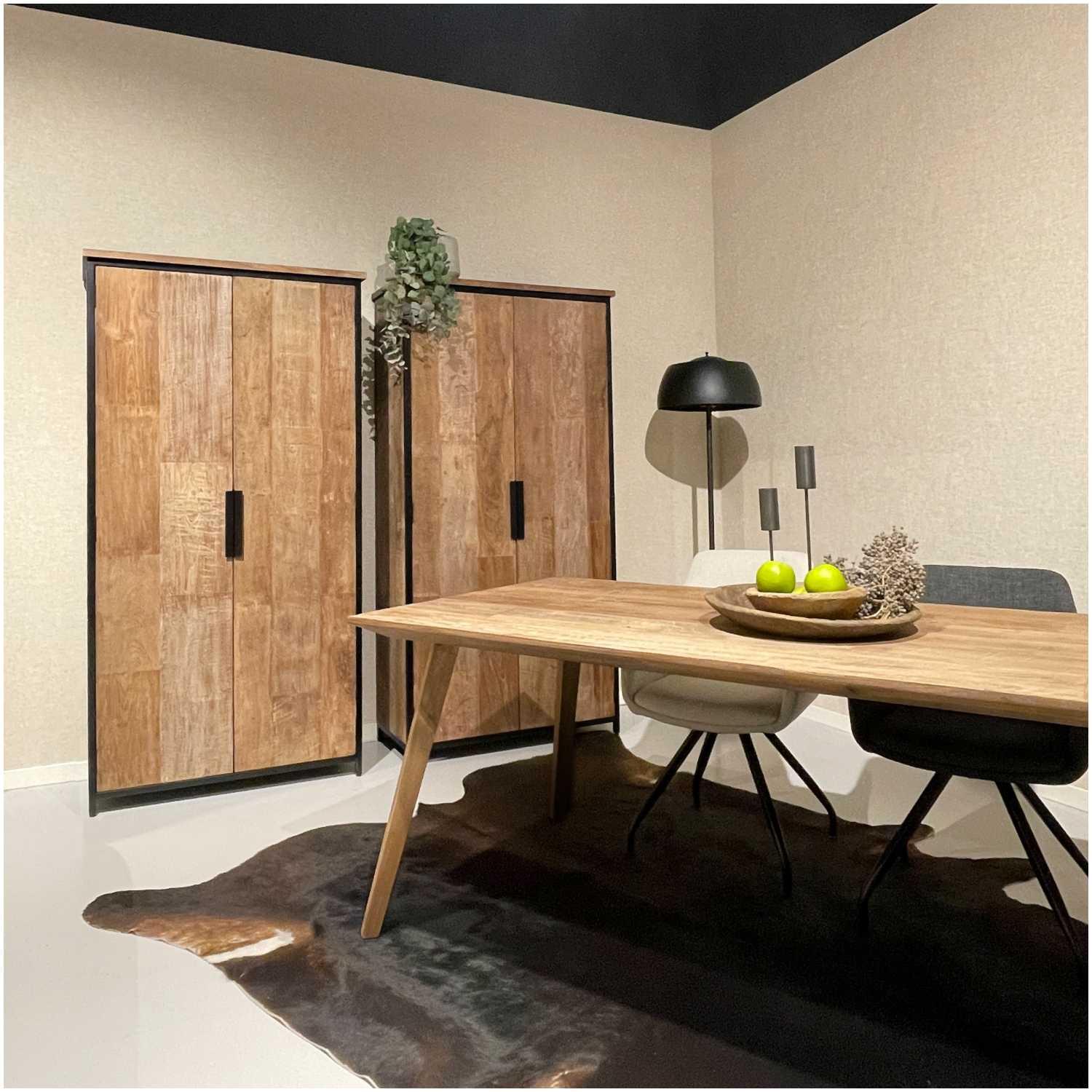 Holzschrank Tikky Teakholz vintage natur 100x195