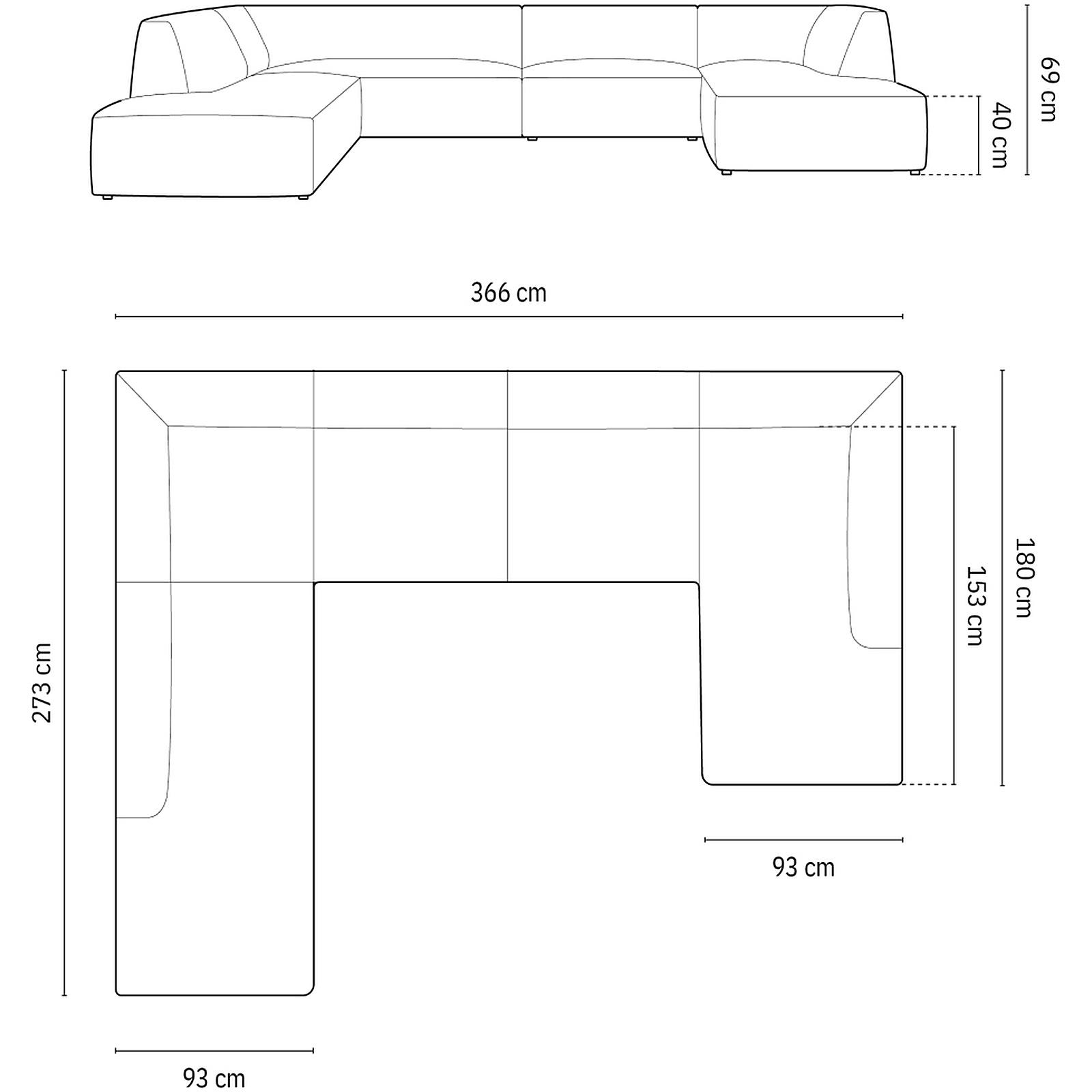 Wohnlandschaft U-Sofa Ruby - Ausrichtung: links - Bezug: Corduroy (Scala), Light Beige