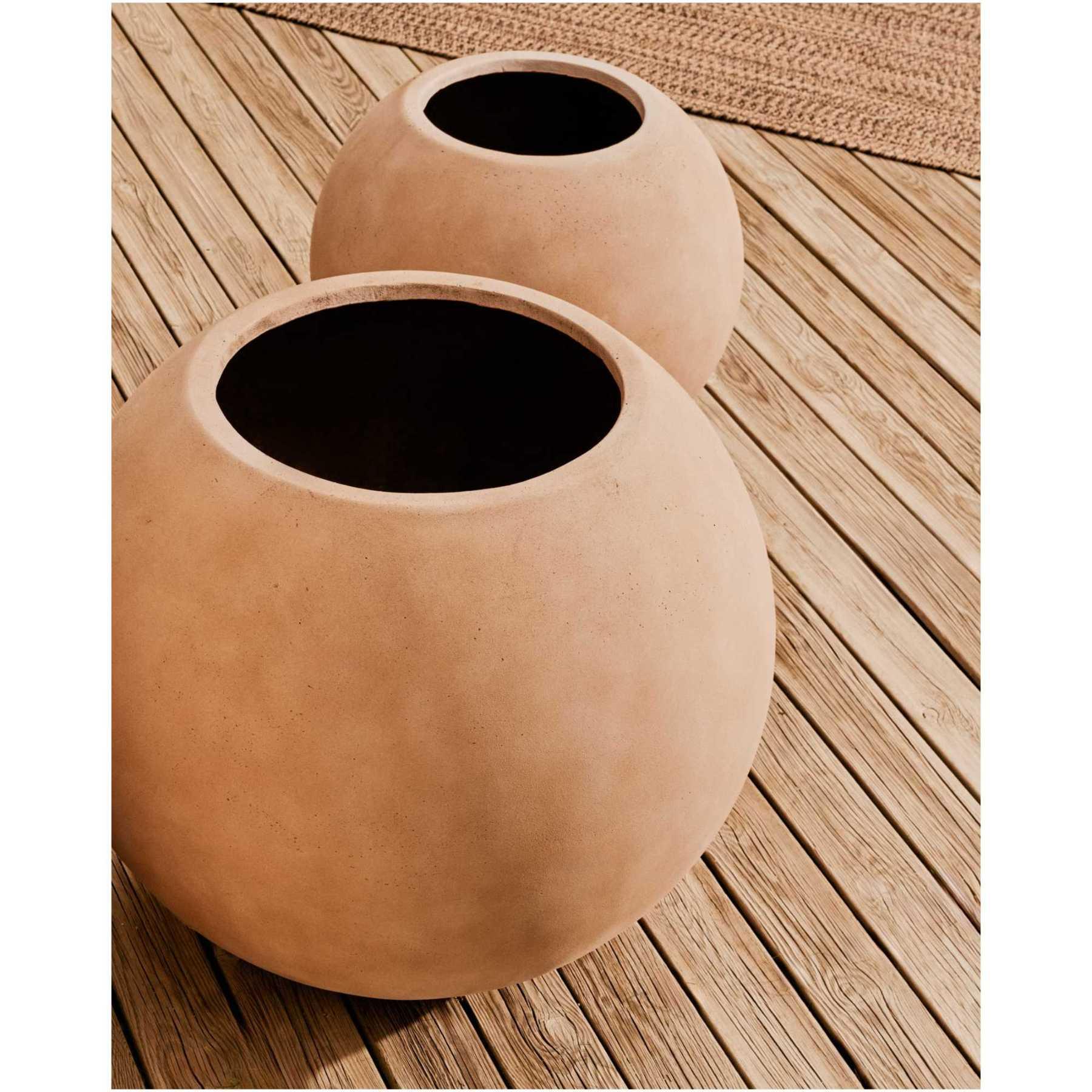 Blumentopf rund Solna in Zementoptik aus Terrakotta 51x51