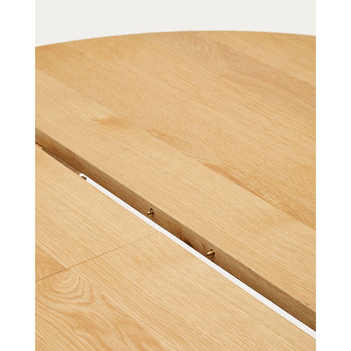 Esstisch Ausziehtisch rund Artis Massivholz und Eichenfurnier 100% FSC - Grösse: 120x120-170x80