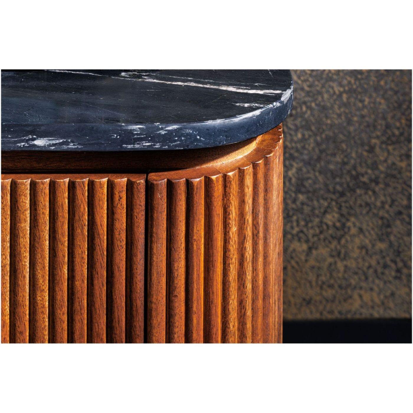 TV Board Lowboard abgerundet Cazeno Gold Marmor Mangoholz braun 160