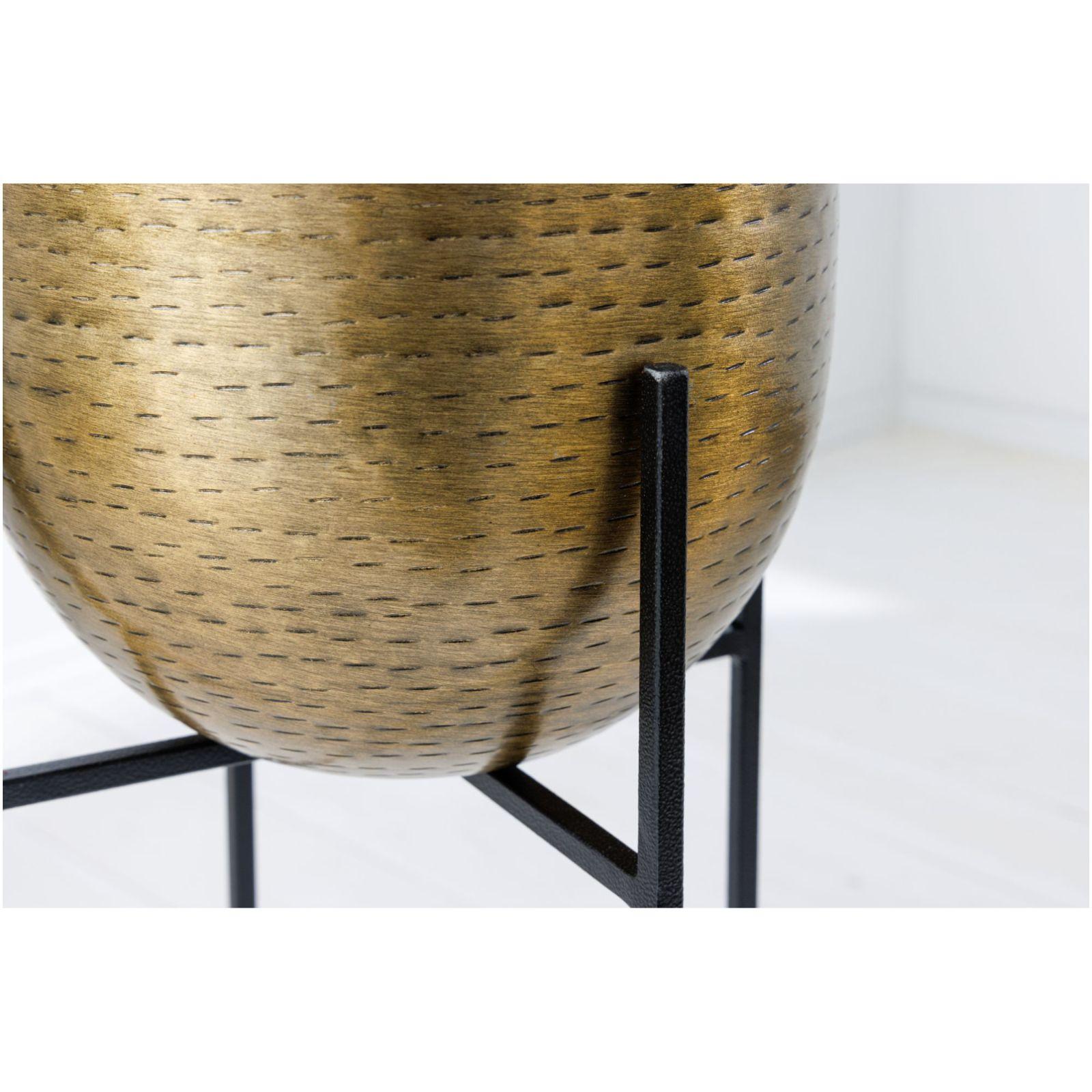 Blumentopf Hammerschlag Metall schwarz gold (2er-Set)