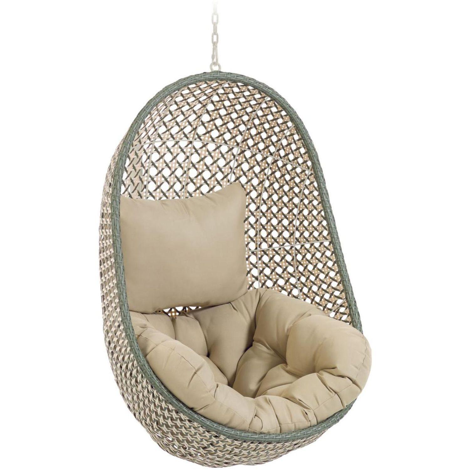 Garten Hängesessel Ciara Poly Rattan grün beige