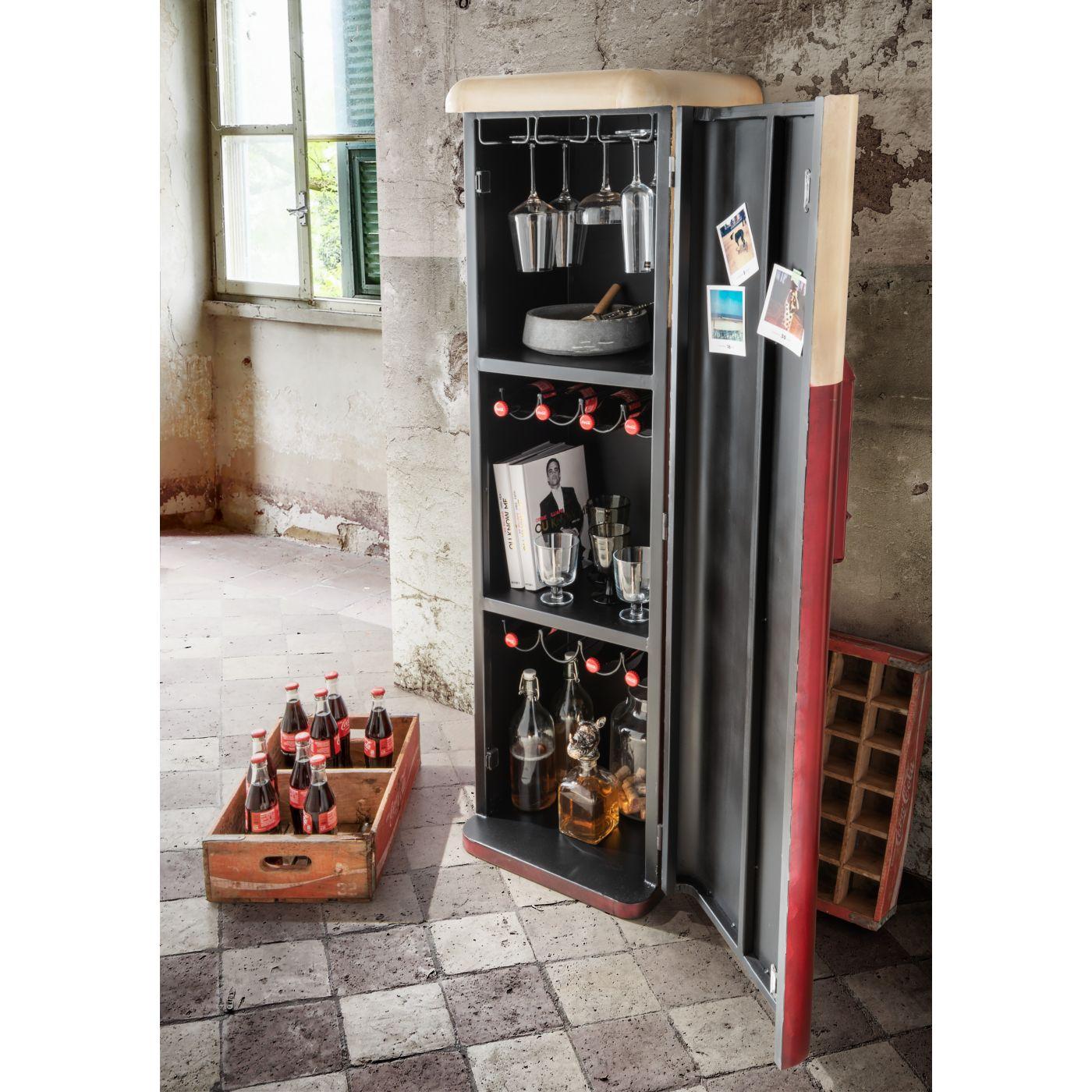 Barschrank Vintage Industrial Cold Cola rot-weiss 51x149