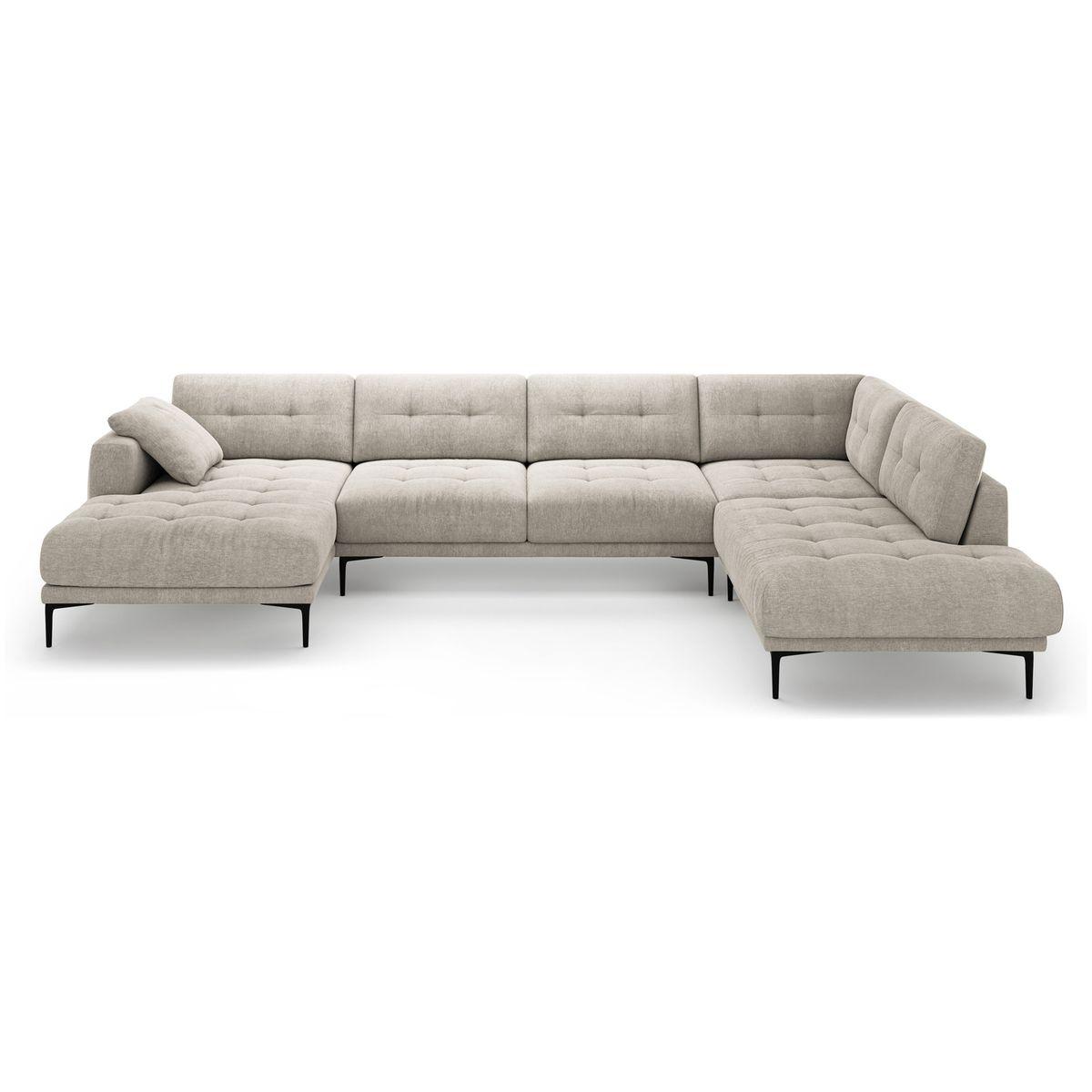 Wohnlandschaft U-Sofa Bemy - Ausrichtung: rechts - Bezug: Structured Fabric (Sorella), Beige