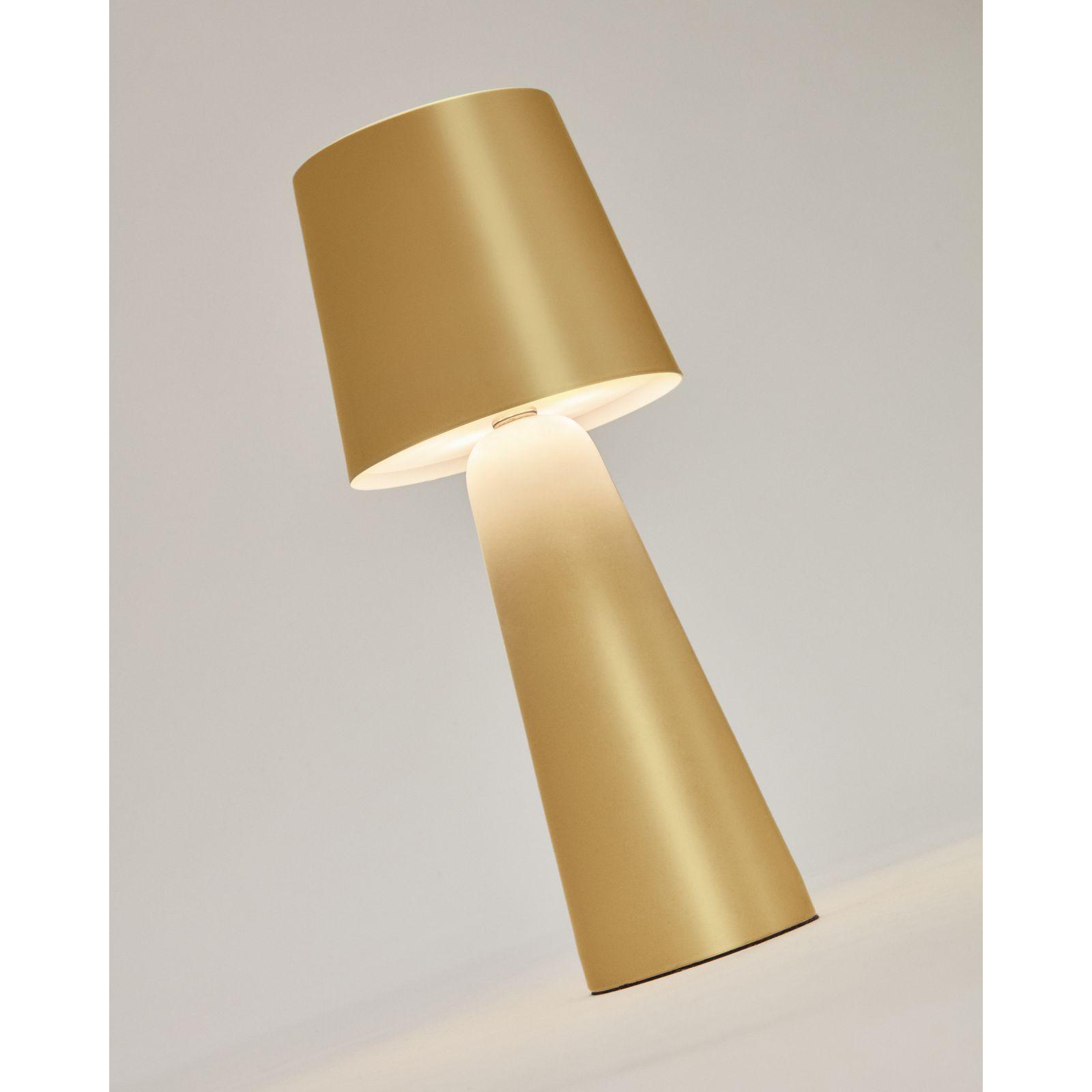 Arenys Tischlampe klein aus Metall mit goldener Lackierung LED