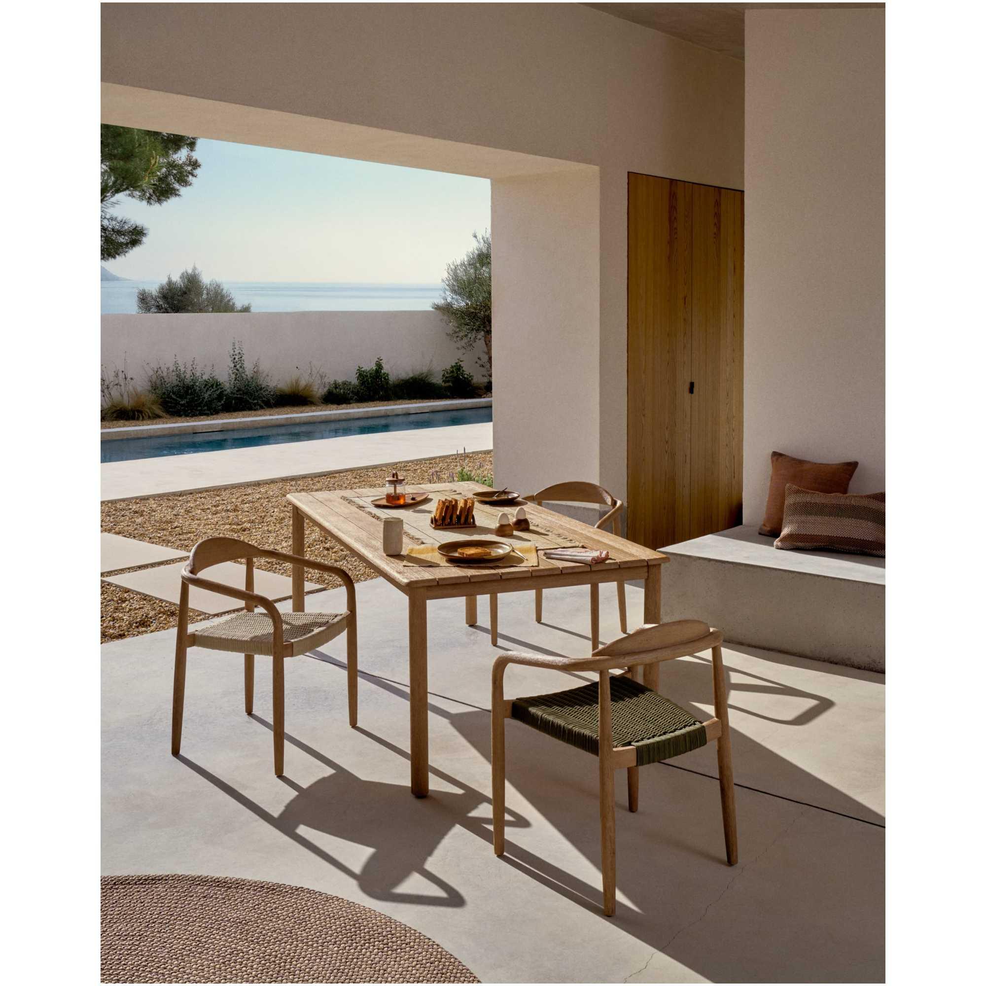 Gartenteppich rund Despas aus synthetischen Fasern beige 150x150
