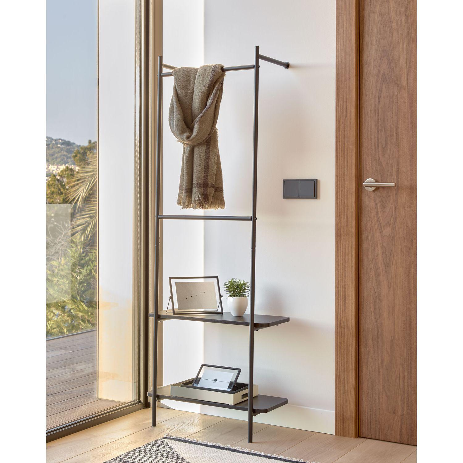 Wand-Kleiderständer Regal Gina Melaminplatte und Metallbeine 60x162