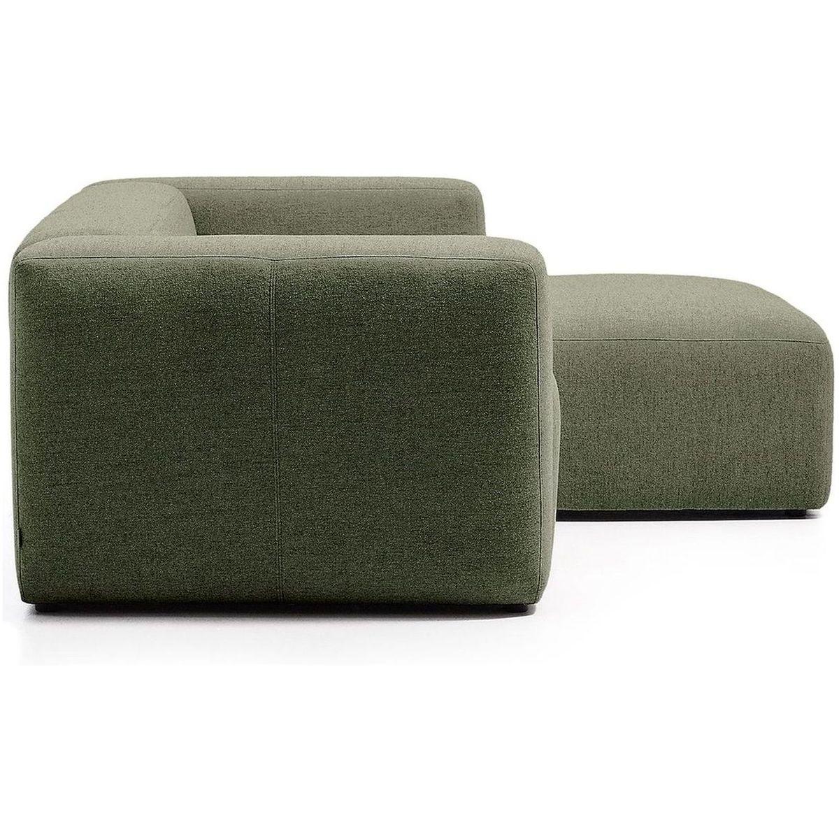2-Sitzer-Sofa Blok mit Chaiselongue rechts in moosgrüner Chenille 240 cm FSC Mix Credit