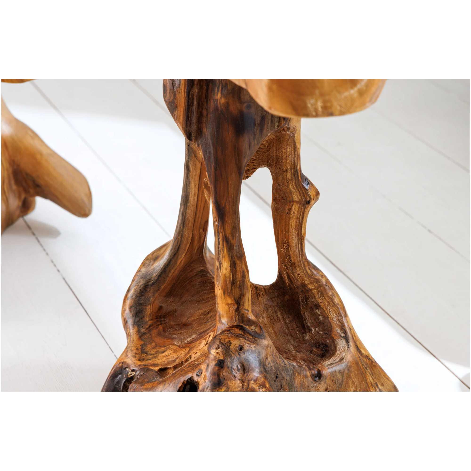 Beistelltisch Holzhocker Wurzel Baumkante Teakholz naturbraun 40x40 Unikat