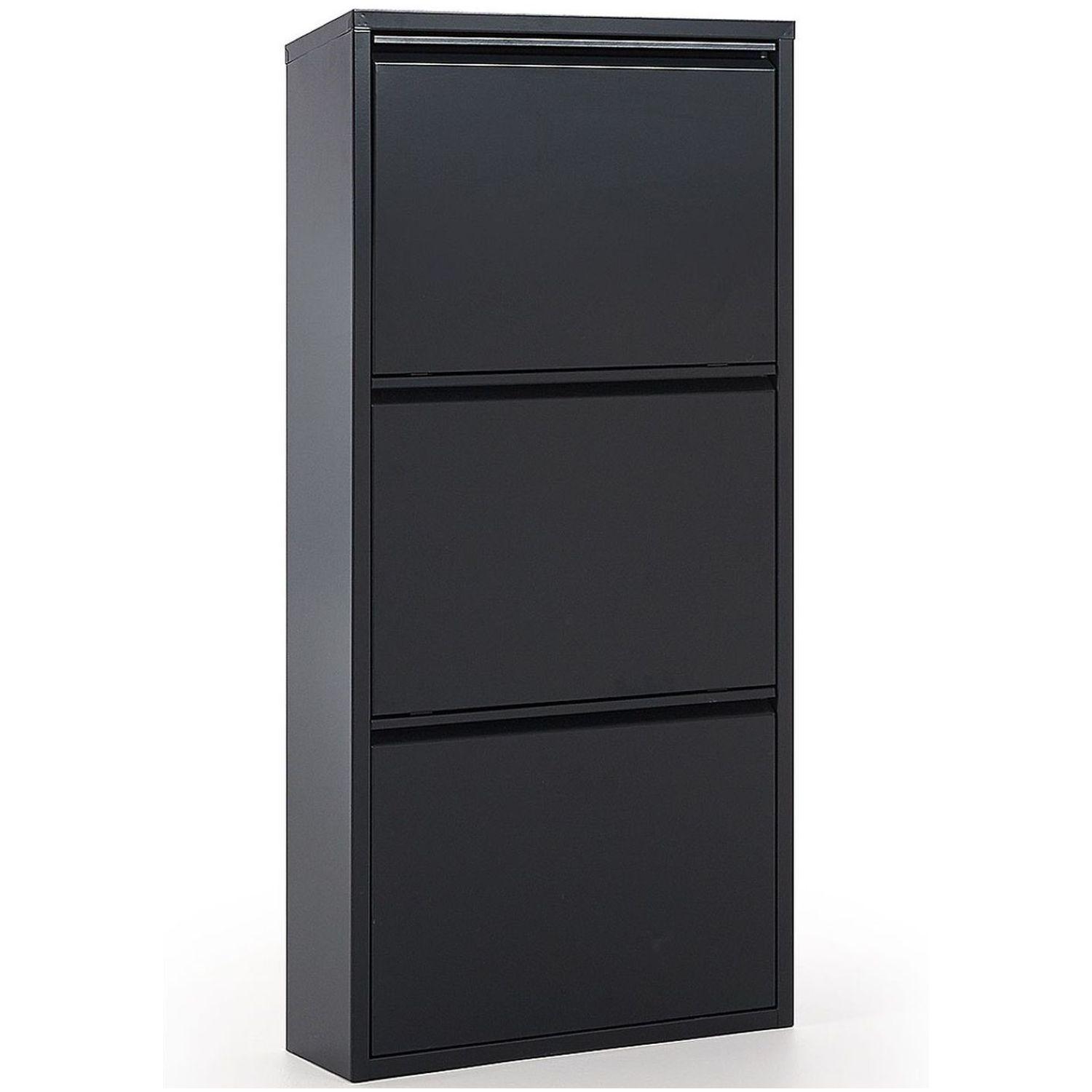 Schuhschrank mit 3 Klappen Metall dunkelgrau 50x103