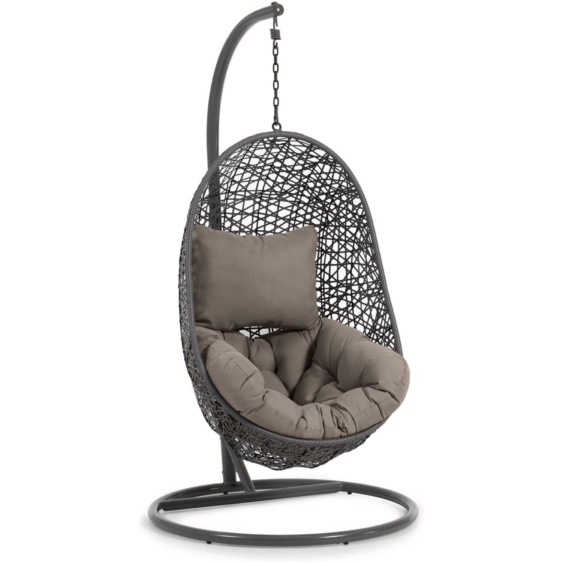 Garten Hängesessel Florence Poly Rattan dunkelgrau Fuss dunkelgrau