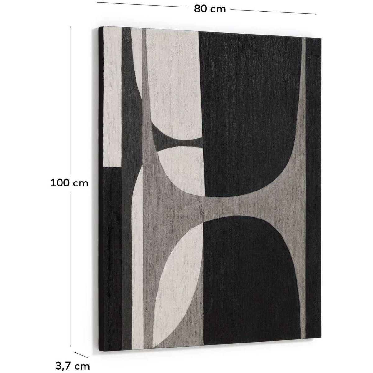 Abstraktes Bild Onure in Schwarz und Weiss 80x100
