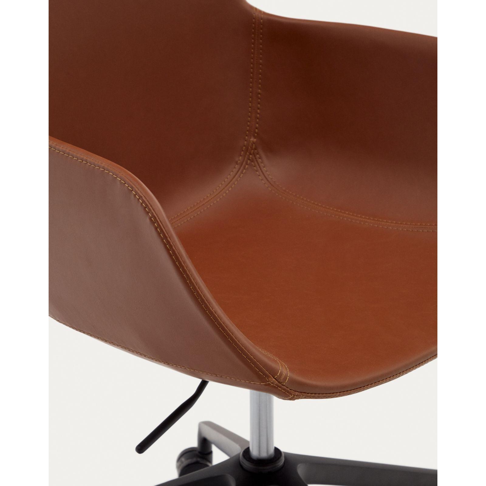 Bürodrehstuhl Tissiana Kunstleder braun Aluminium schwarz matt