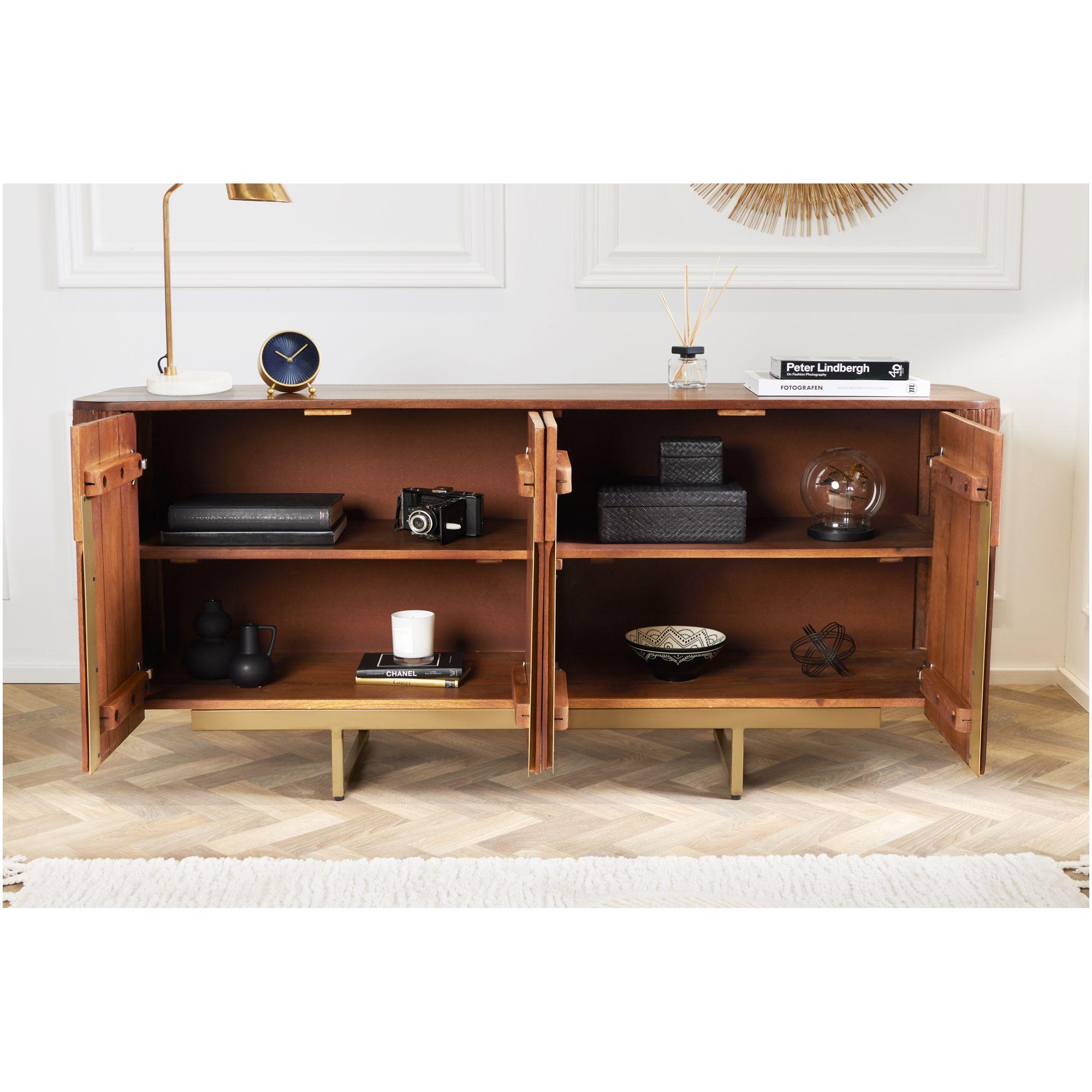 Sideboard abgerundet Cazeno Gold Mangoholz braun 160