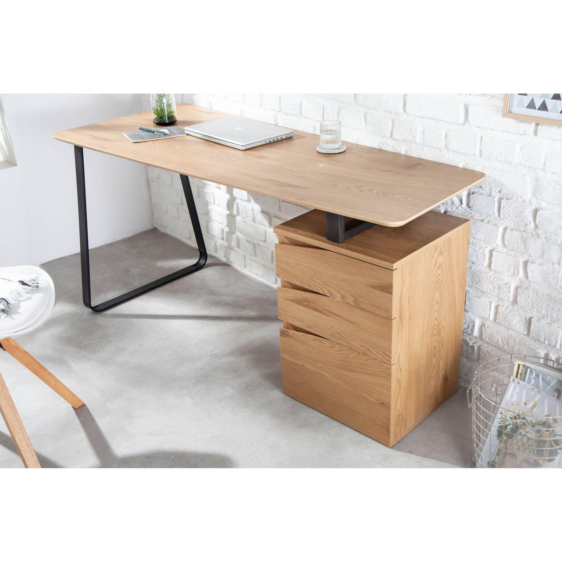 Schreibtisch Basic Studio Eichenholzfurnier (mit Schubladenkorpus)